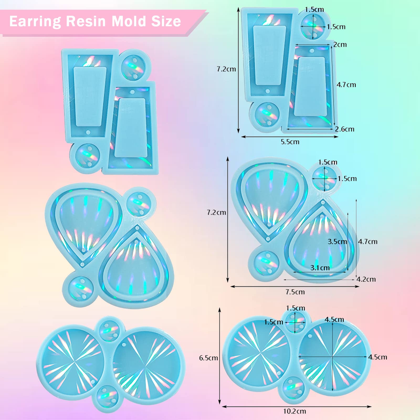 Stampo in silicone - orecchini di faccia per resina epossidica e polvere di ceramica - Perles & Co