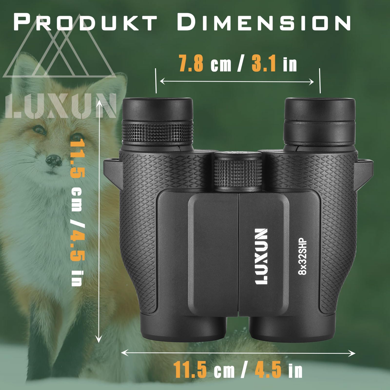 LUXUN 8 x 32 mała lornetka dla dorosłych, kompaktowa, ultrasharp, duży okulary do obserwacji ptaków, czarna