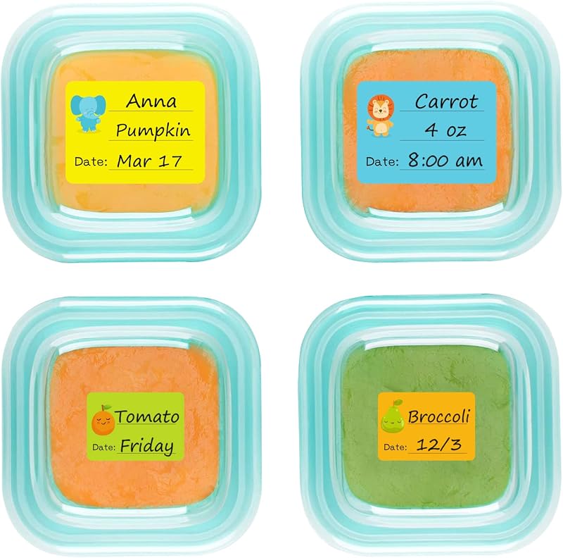 Baby Food Labels, Removable Write-On Daycare Date Labels for OXO Tot Baby Food Storage Containers, Trays, Jars, Freezer & Dishwasher Friendly, for Infants & Babies