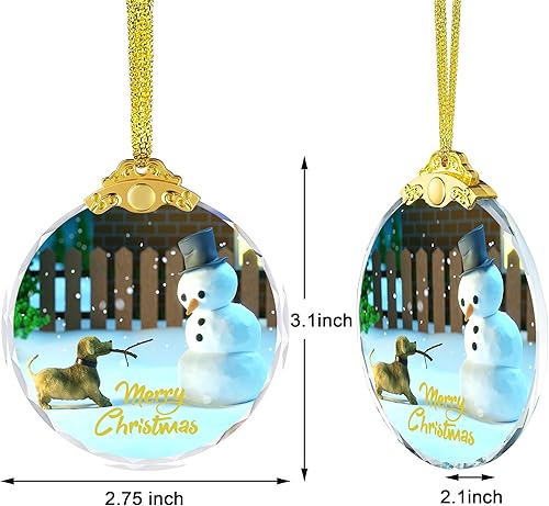 Miniatura 9 de Adorno colgante de cristal de Navidad, decoración brillante para árbol de Navidad, grabado de cristal, decoración del hogar, regalo de Navidad