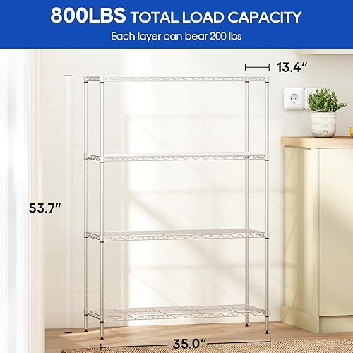 Vista 86 de FDW - Estantería metálica : 6 estantes de alambre de acero resistente ajustables, con ruedas, 48 pulgadas (L) x 18 pulgadas (An) x 76 pulgadas (A)