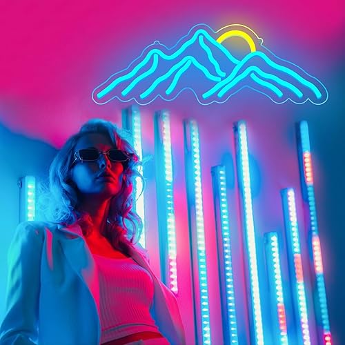 Miniatura 7 de Letreros de neón ondulados, luces nocturnas LED azules con interruptor regulable para decoración de pared de niños, alimentado por USB, para sala de