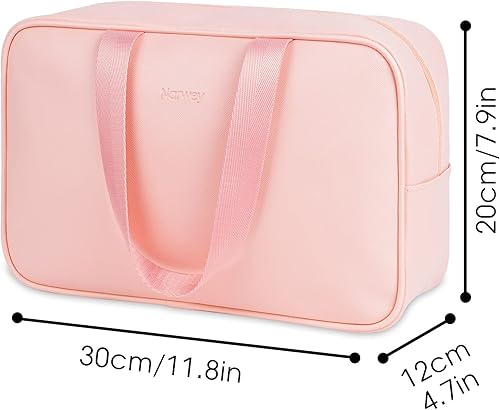 Miniatura 5 de Narwey Neceser de tamaño completo, bolsa de cosméticos grande, bolsa de maquillaje de viaje, organizador para mujeres y niñas, A-Rosa, Bolsa de