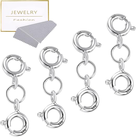 925 Sterling Silver Double Clasps, ALEXCRAFT 4Pcs Sterling Silver