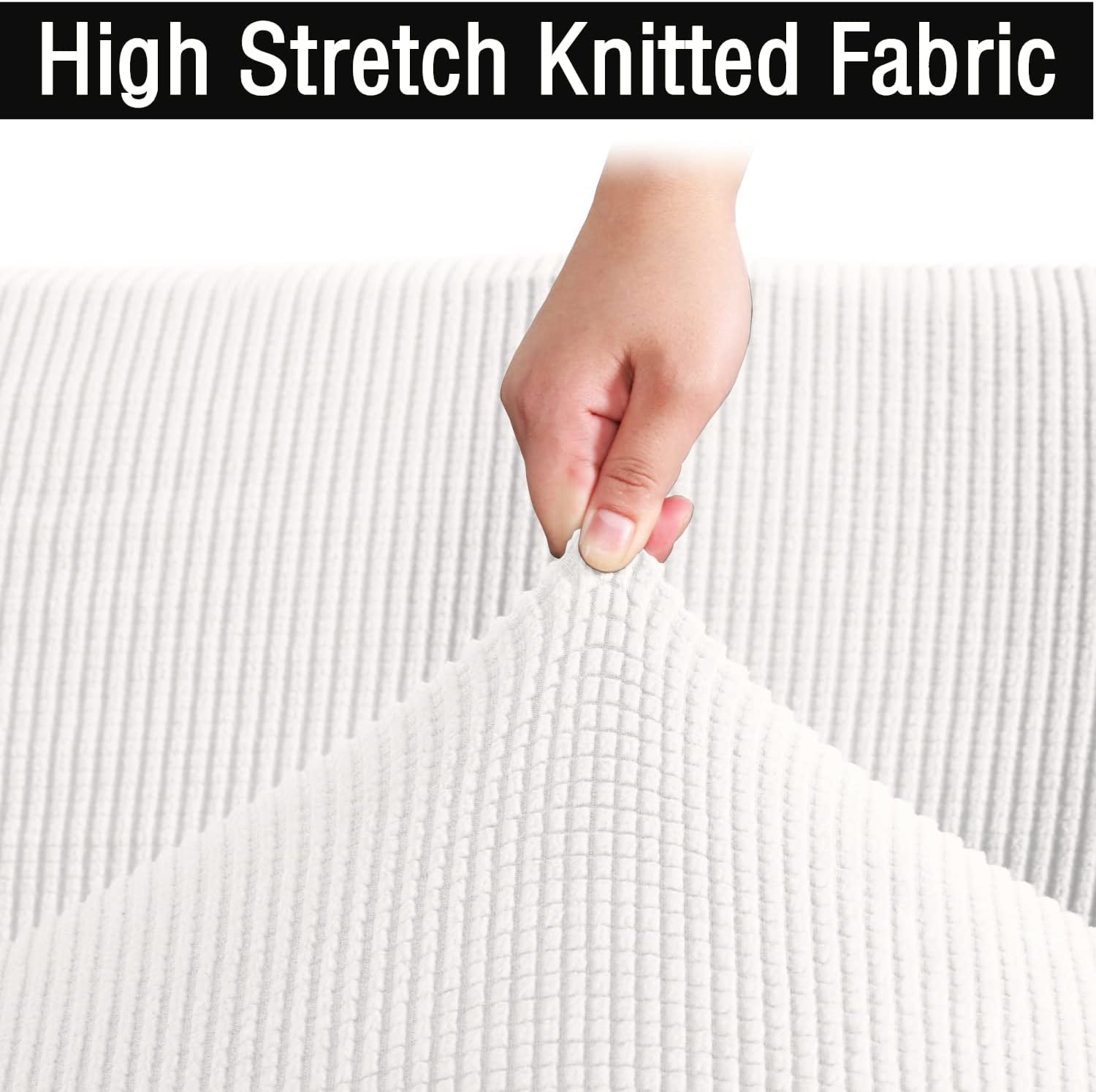 3-Piece T-Cushion Sofa Slipcover – Premium Stretch Sofa Cover for T-Cushion Couches (Fits Up to 90" Wide) – Includes 2 T-Shaped Seat Covers + Back Cover (White, Love seat XL)