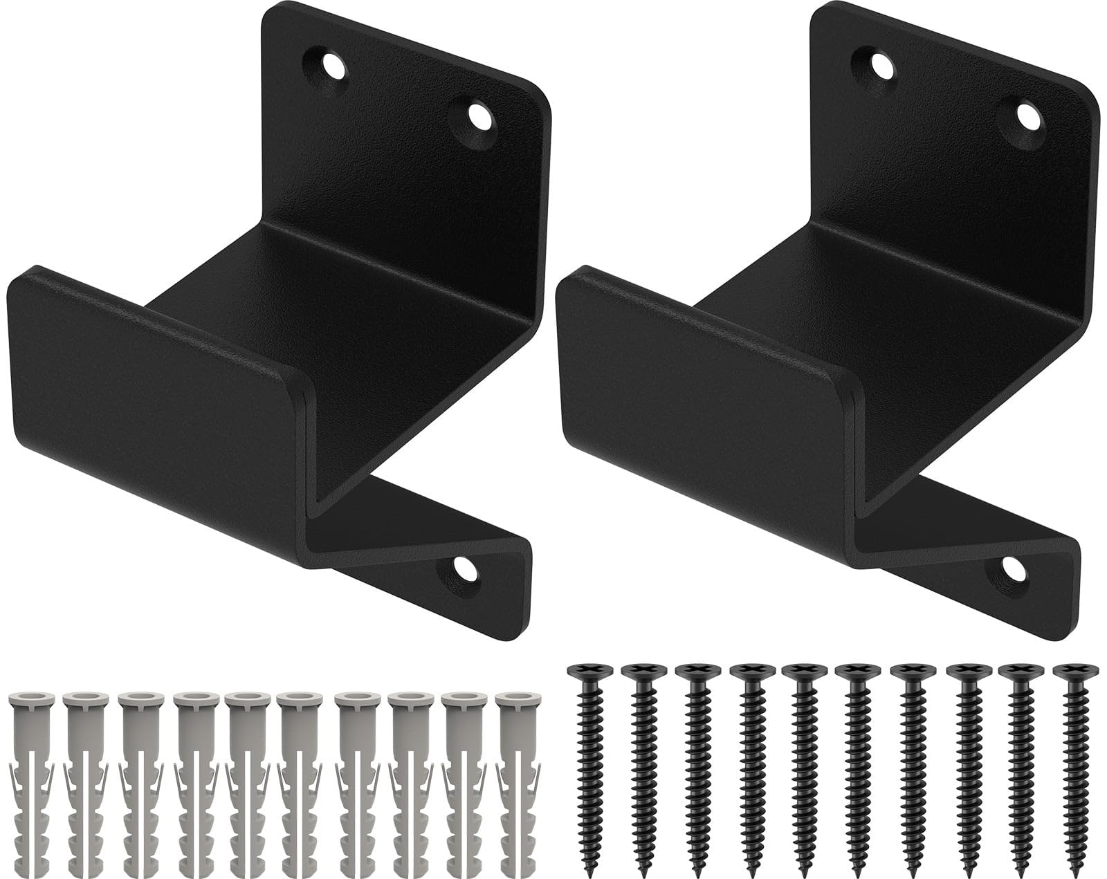 Difenni Ladder Hanger for Garage Wall, Heavy Duty Ladder Hooks Steel Wall Mount Ladder Holder Garage Storage Organizer Hanger for Ladder Wheelbarrow Chair Garden Utility Tools - 2 Pack (Black)