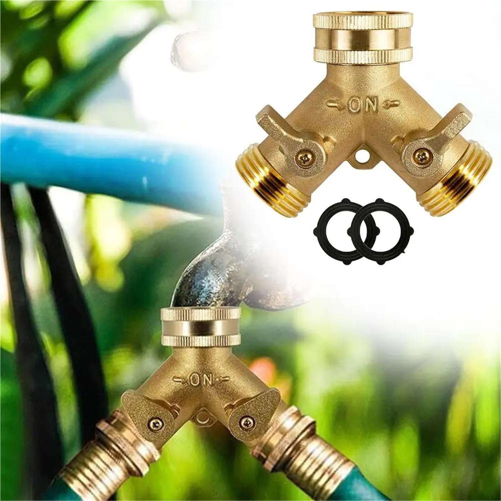 2 pz Attrezzi da Giardino Connettore in Rame 3/4 Tubo Acqua Y-Tee Rubinetto Splitter di Controllo Regolabile Flusso per Tubo Flessibile