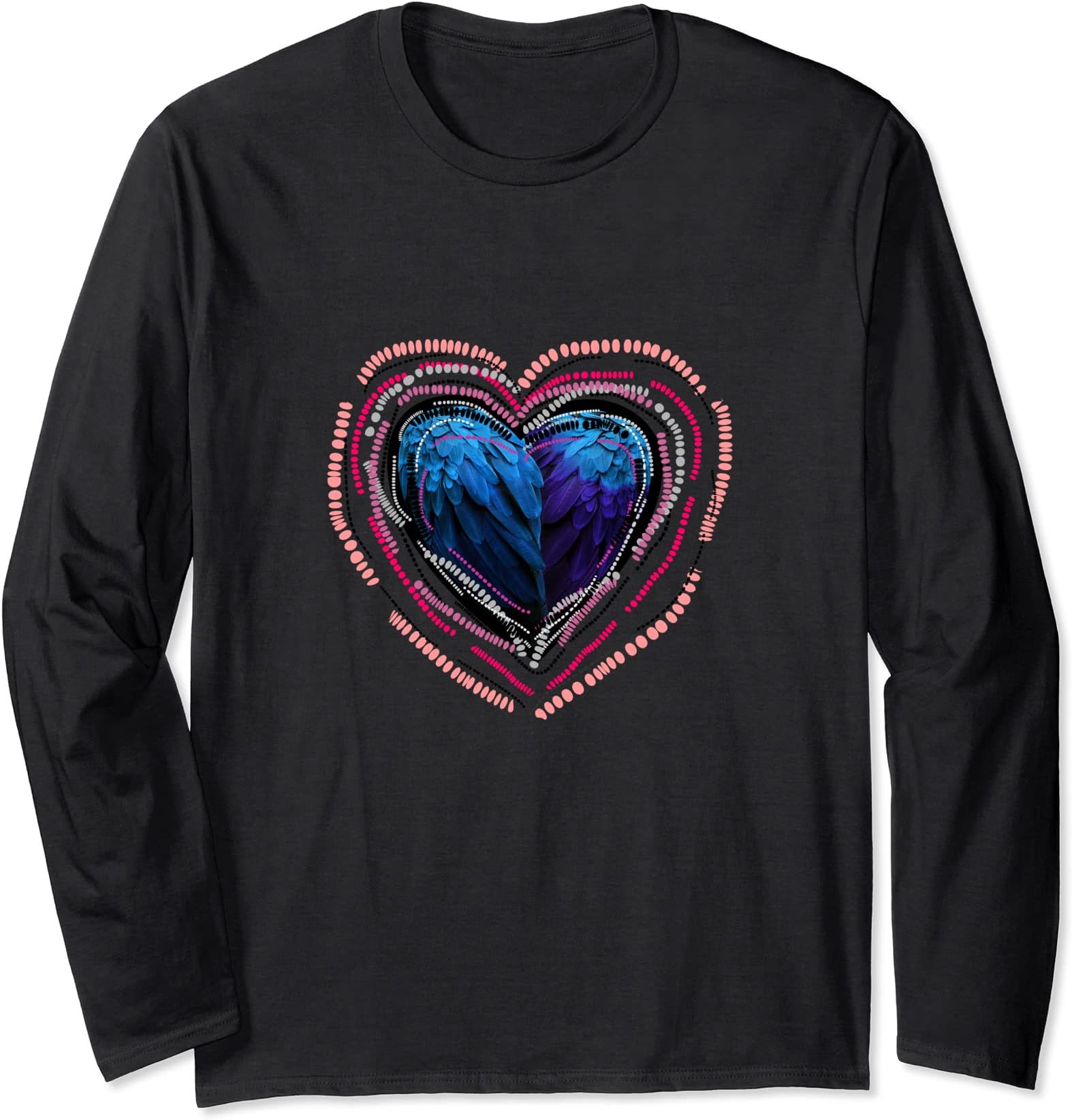Angel Wings Blue Heart Feather Valentine’s Day Love SHSN Long Sleeve T-Shirt