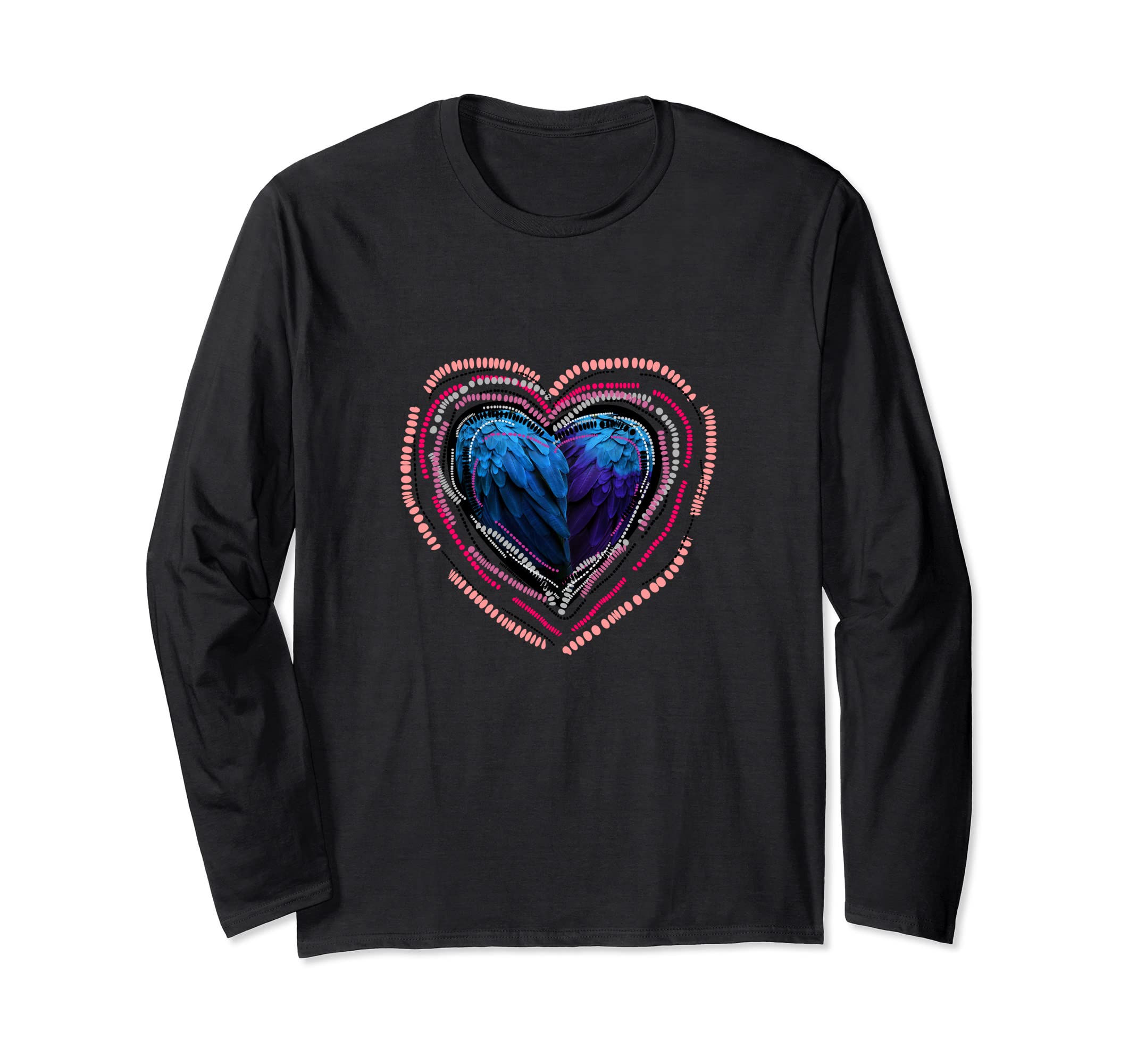 Angel Wings Blue Heart Feather Valentine’s Day Love SHSN Long Sleeve T-Shirt
