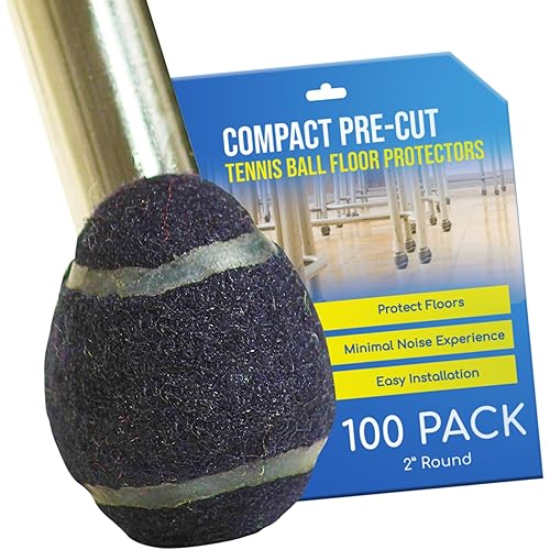 Precut Tennis Balls for Walkers & Chairs – Heavy-Duty Glide Pads for Tables & Desks – Floor Protector Accessory for Mobility Aids – Scratch-Resistant – 2 Inch Navy, 100 Count