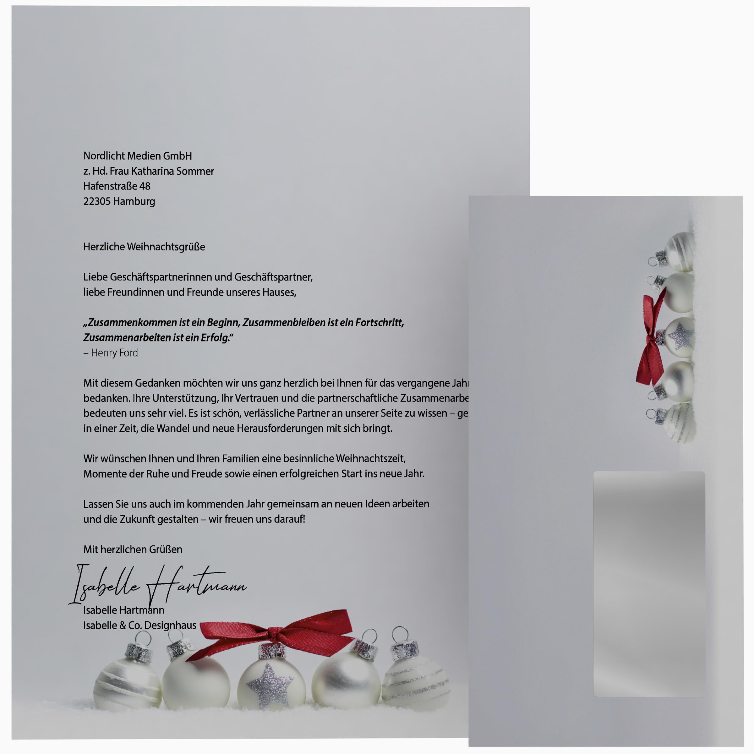 Weihnachtsbriefpapier-Set 100 Blatt A4 + 100 Kuverts mit Fenster