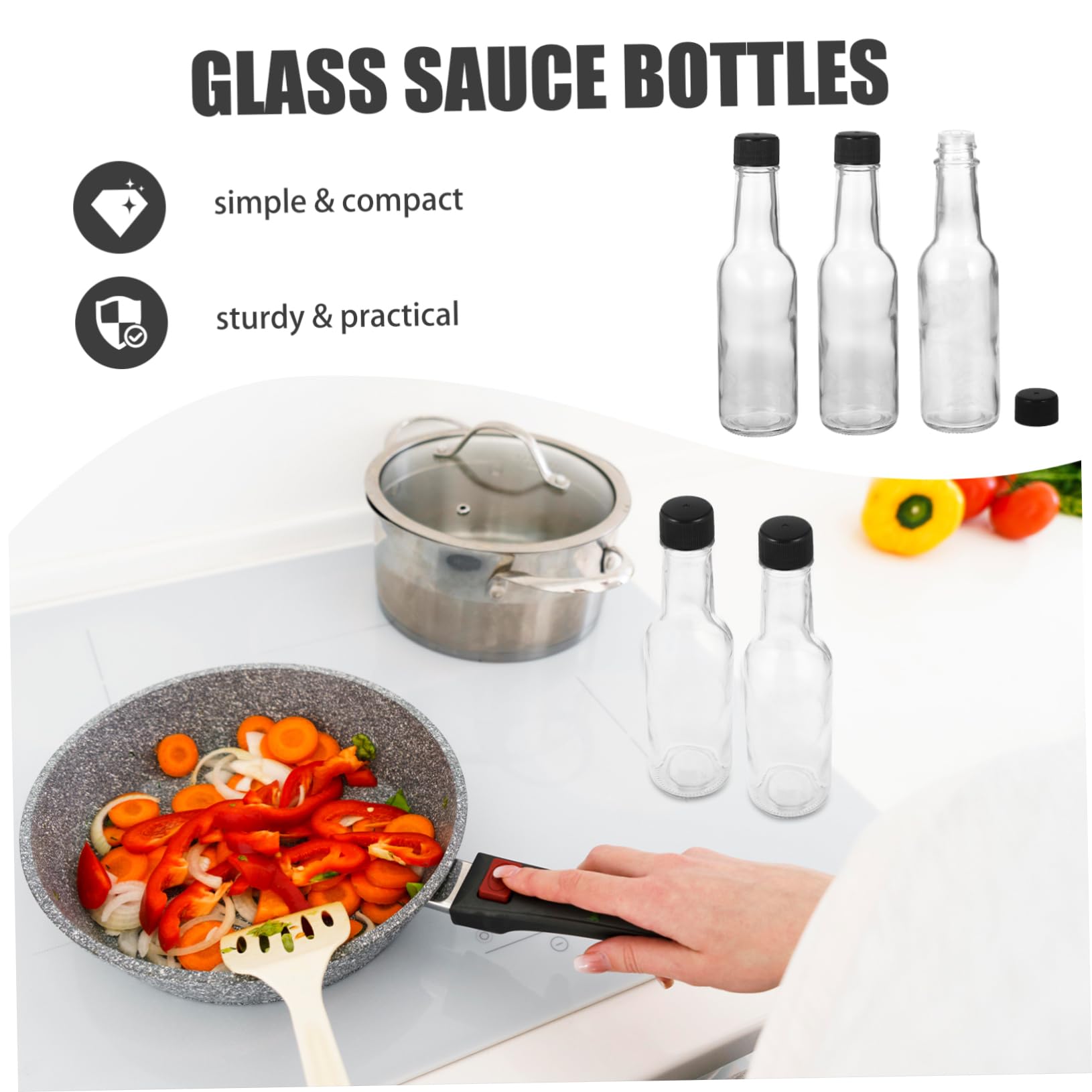 6pezzi Bottiglia in Vetro per Salse Ketchup e Condimento per Insalata Capacità di Realizzata in Materiale Pe Stabile per Picnic e Trasporto