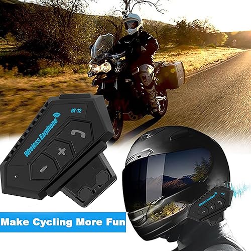 Miniatura 6 de Auriculares para Casco de Motocicleta Headset Estéreo Bluetooth Auriculares Inalámbricos Manos Libres Micrófono Auriculares Reproductor de Música