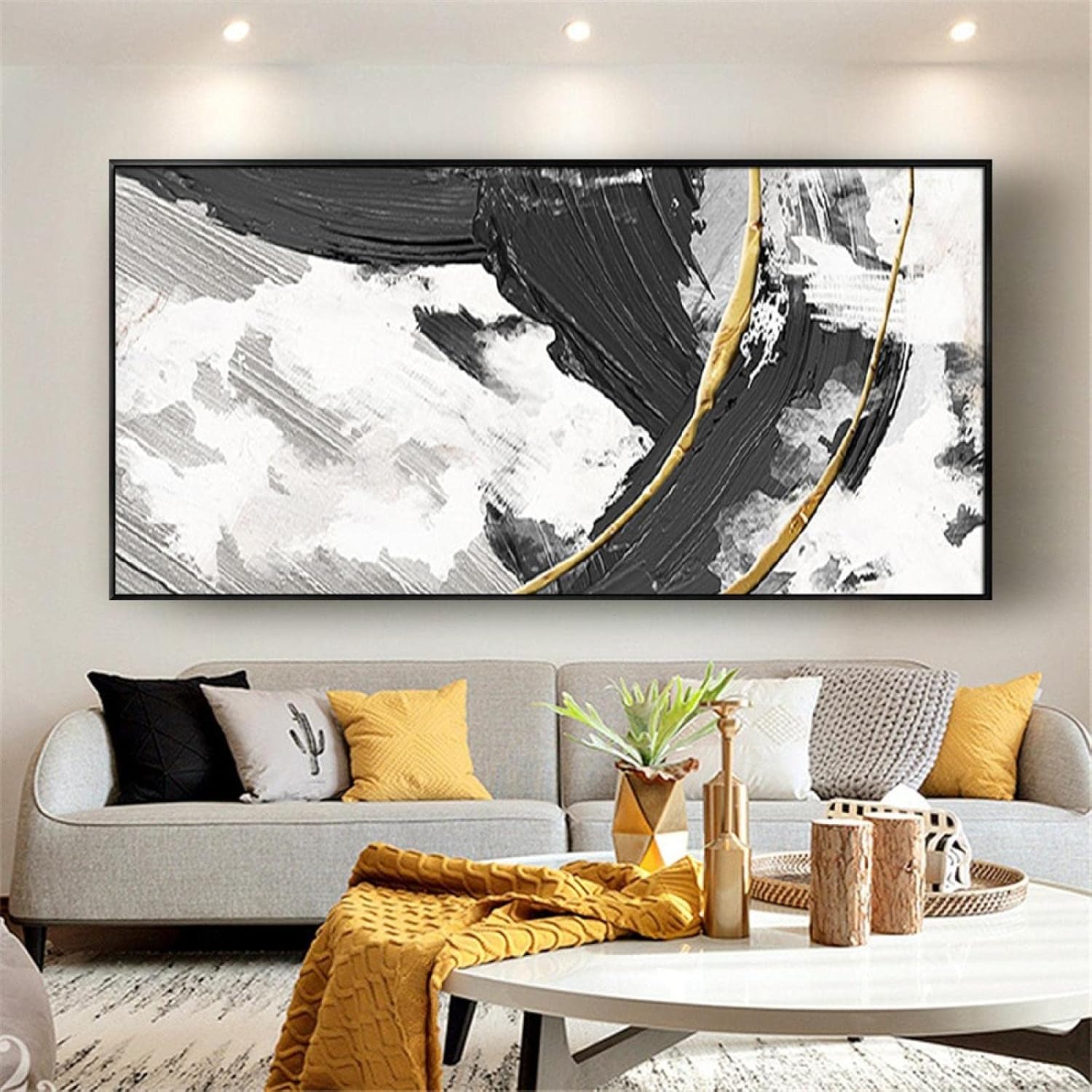 Extra Large Size Canvas Art Abstract Black Framed Pictures