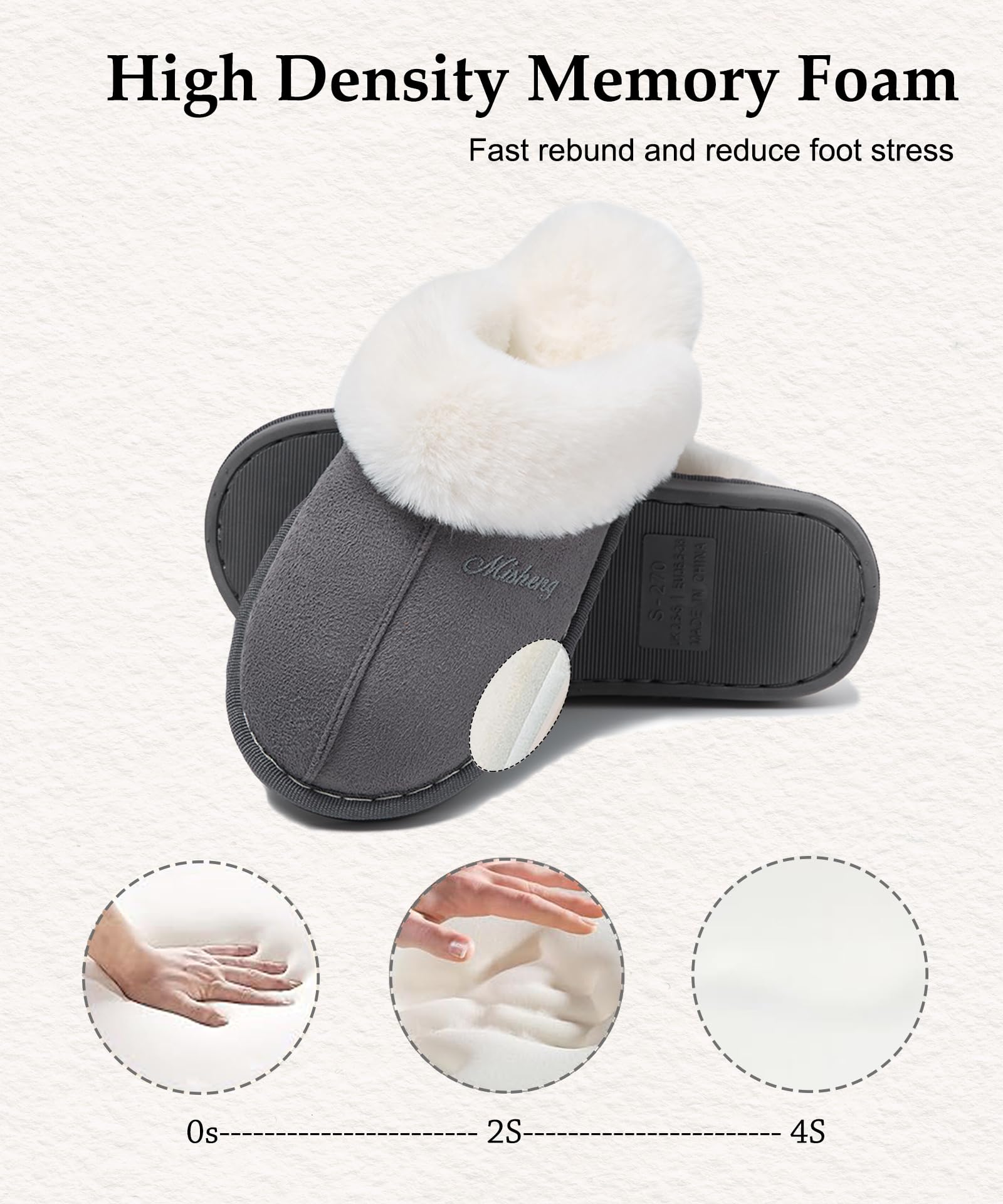 Pantofole Donna Uomo Invernali Peluche Ciabatte da Casa with Memory Foam Pelose Calde Comode Fluffy Antiscivolo Autunno Interno Esterno