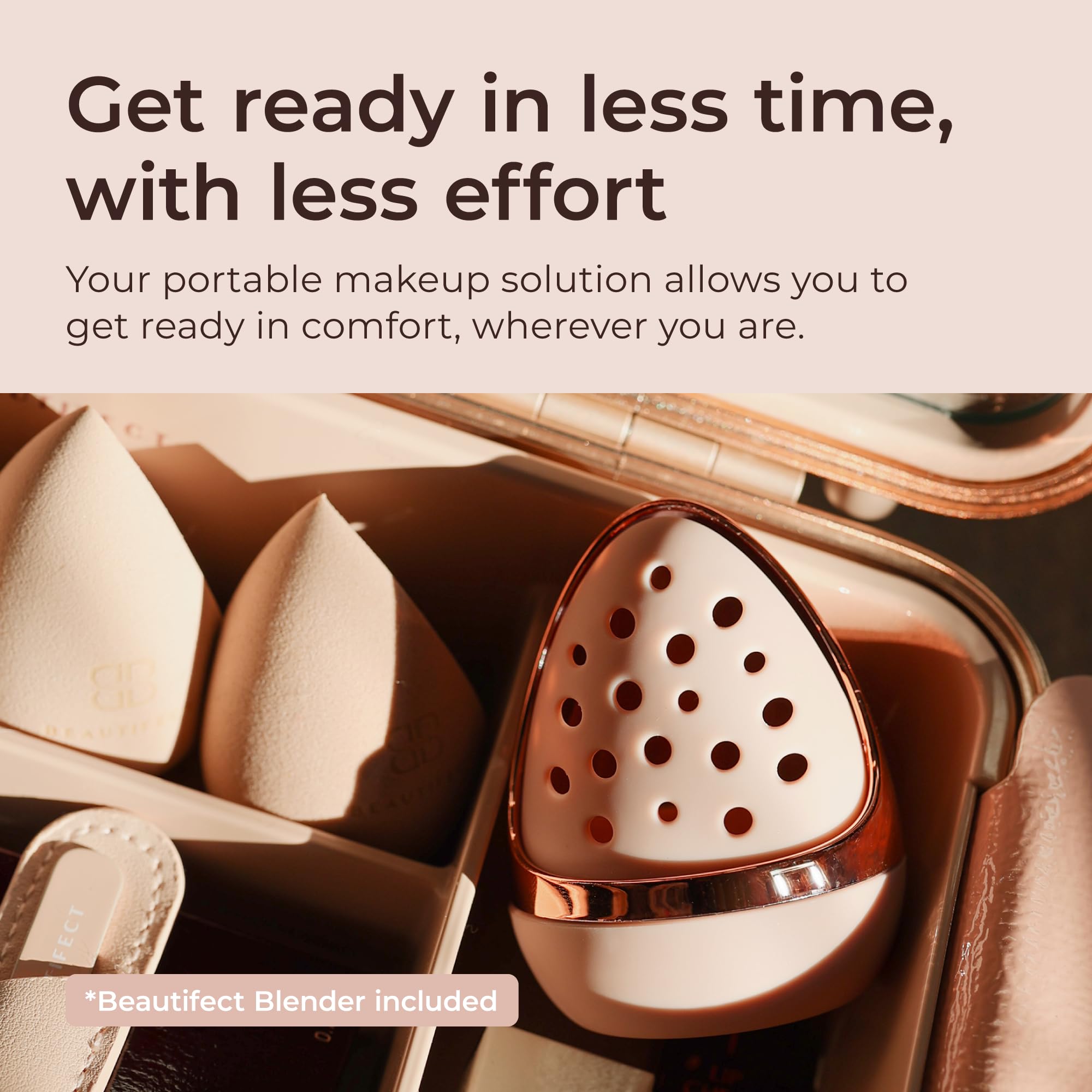 Beautifect Pod & Blender, Makeup Sponge with Protective Pod, Ventilated Beauty Blender Case for Makeup Blender - Image 2