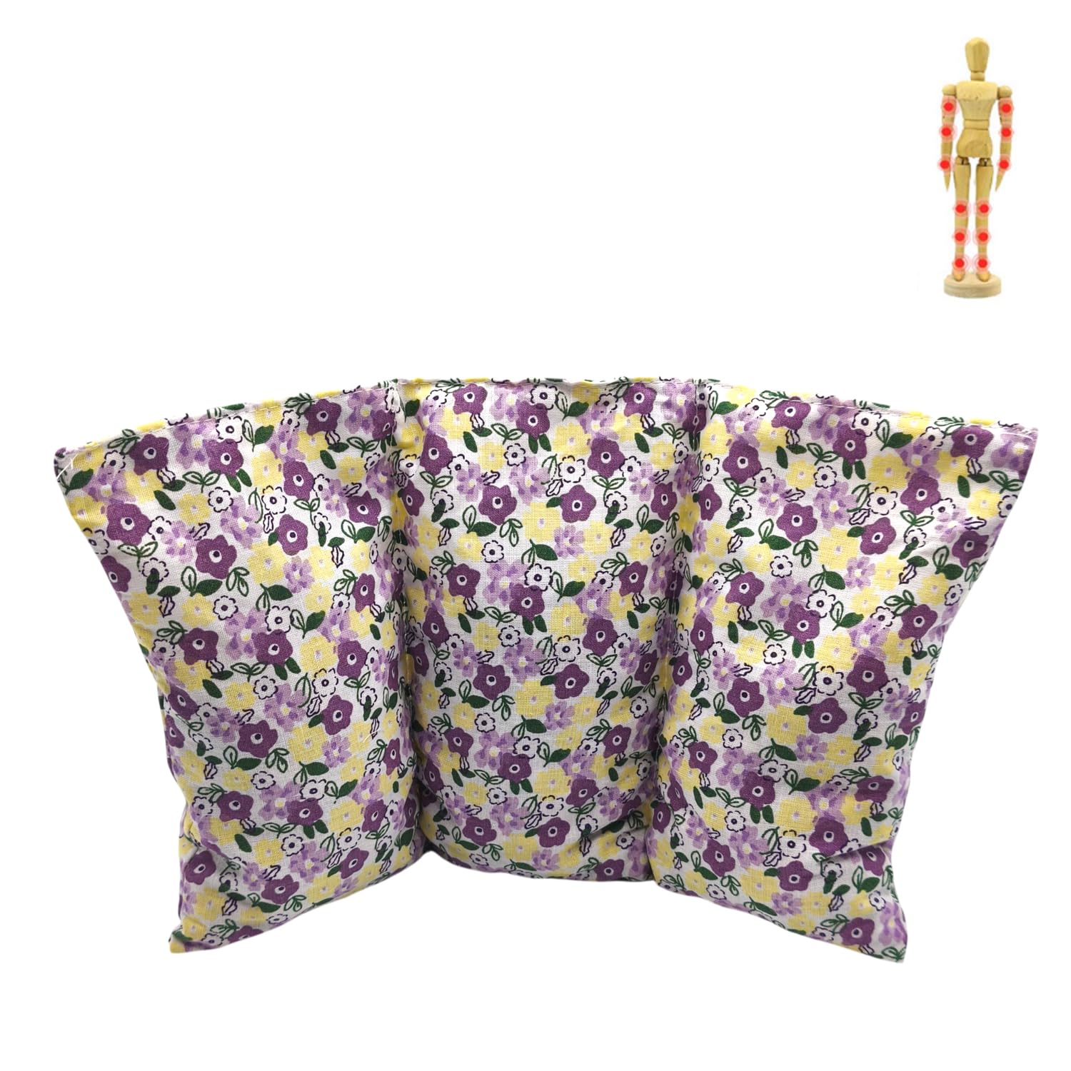 Saco semillas "Flores - lila/amarillo", saco con huesos de cereza, saco semillas microondas, saco térmico, frío y calor, bolsa microondas, 26x16cm, 330gr