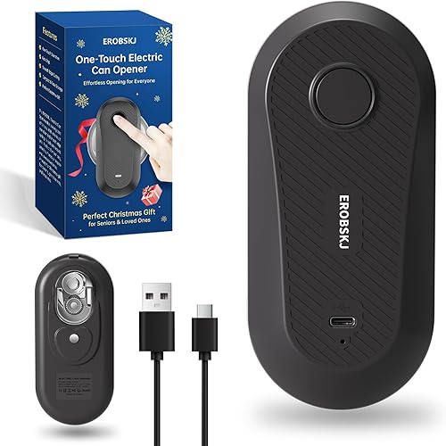 Abrelatas eléctrico automático, abrelatas recargables para personas mayores y artritis, abrelatas automático de un solo toque, manos libres, borde