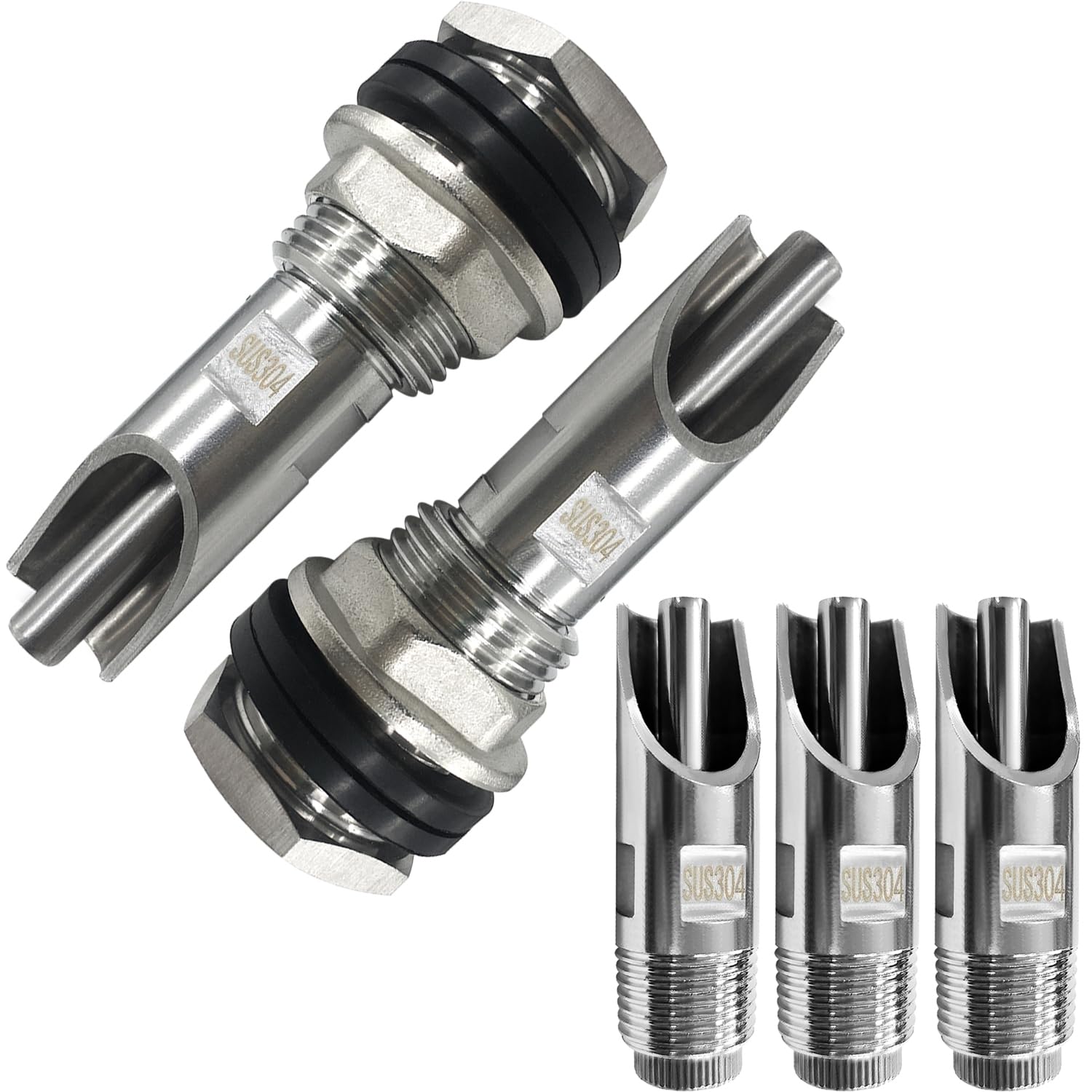 Fitvell 5PCS Stainless Steel Pig Nipple Waterer 1/2" NPT Thread Automatic Pig Nipple Drinker and 2PCS Water Tank Connectors