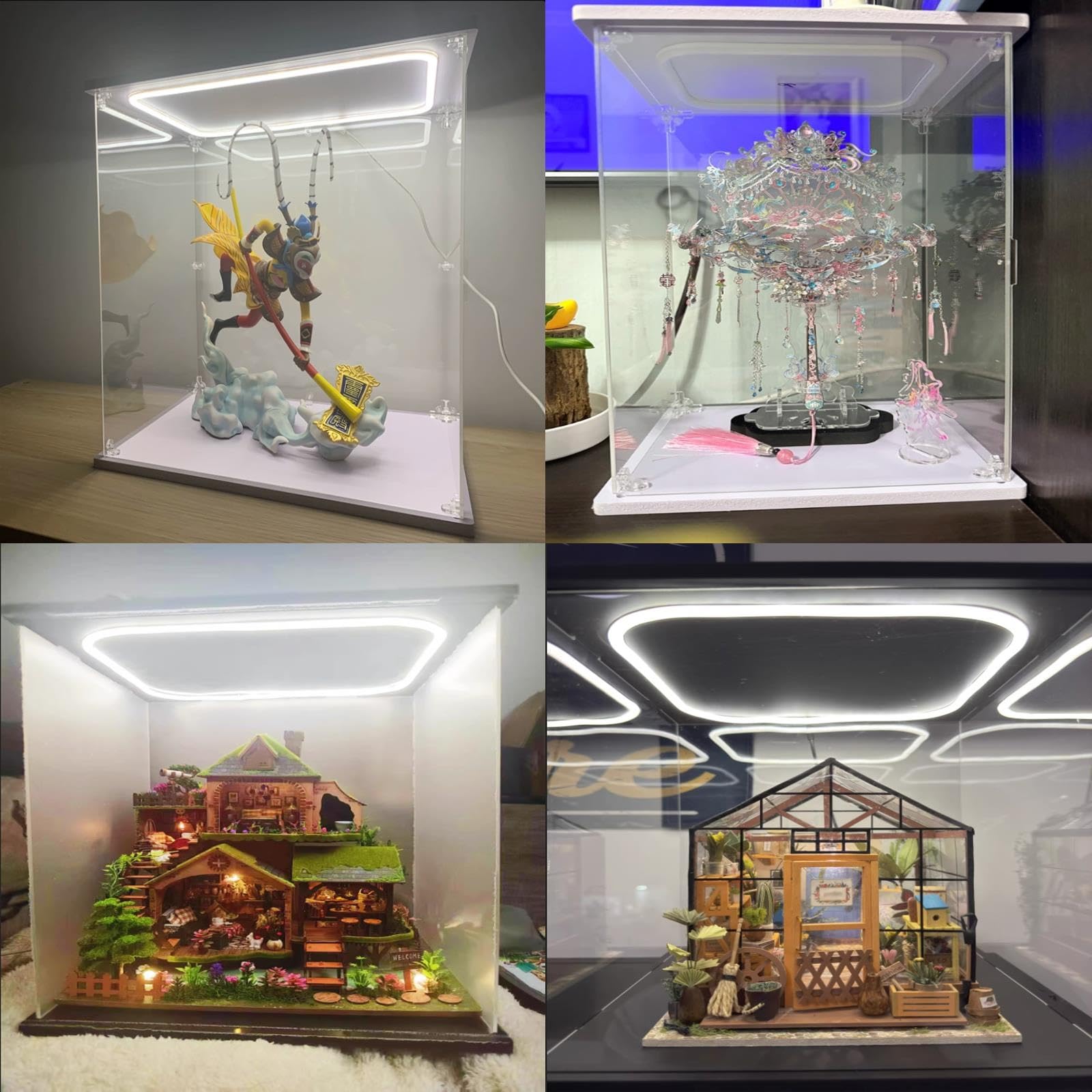 Vitrina Grande De Acrílico Transparente con Luz LED para Figuras