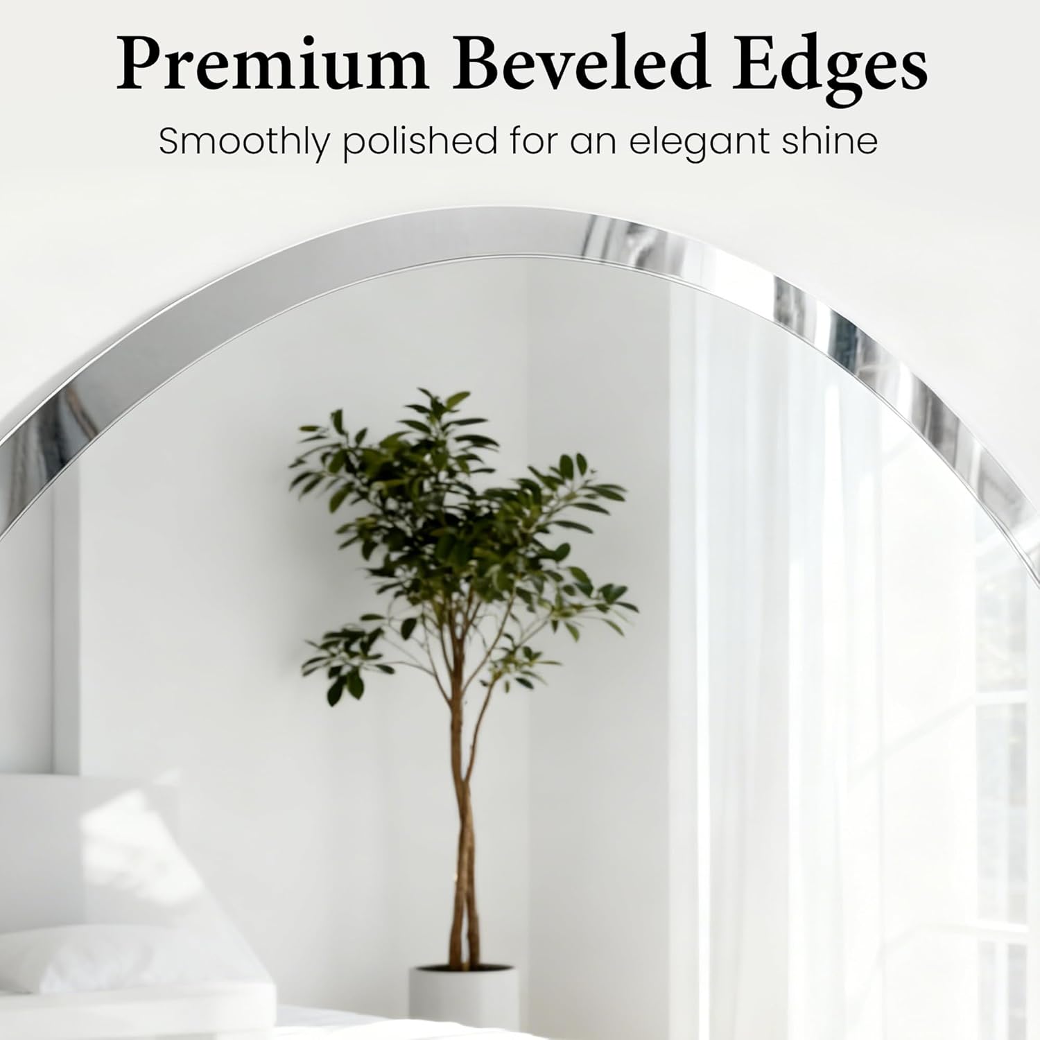 30 Inch Large Round Wall Mirror, Frameless Beveled Circle Mirror for Bathroom Vanity, Statement Decor Mirror for Living Room, Fireplace & Entryway, Solid Backed