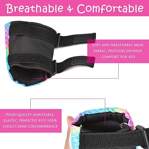 Miniatura 6 de Rodilleras para niños, coderas, muñequeras con bolsa de malla con cordón, juego de equipo de protección 7 en 1 para niñas y niños para patinaje,