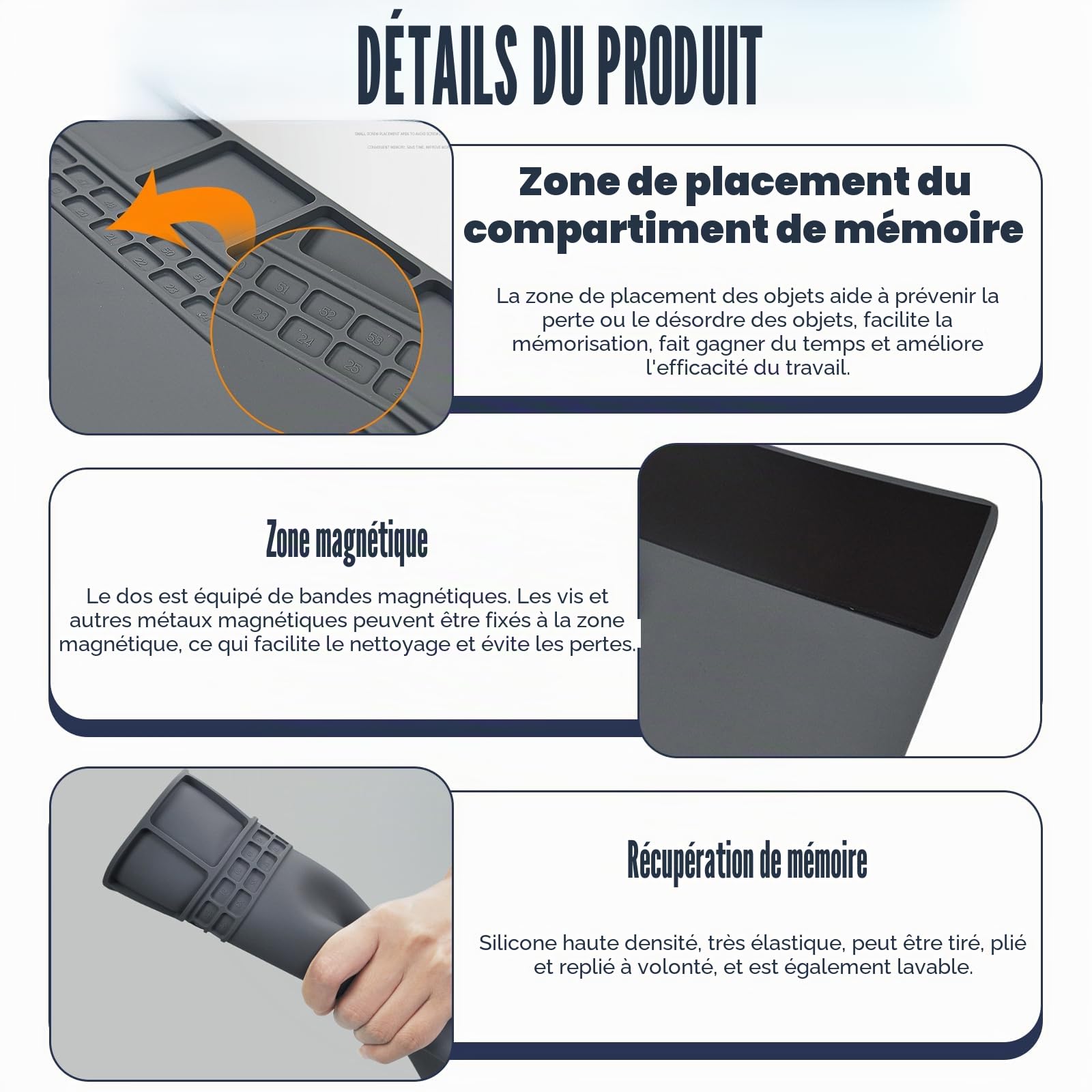 Tapis antistatique ESD pour l'électronique avec bracelet ESD et câble de terre, tapis de soudure ESD résistant à la chaleur, grande surface de travail pour ordinateur, ordinateur portable, téléphone