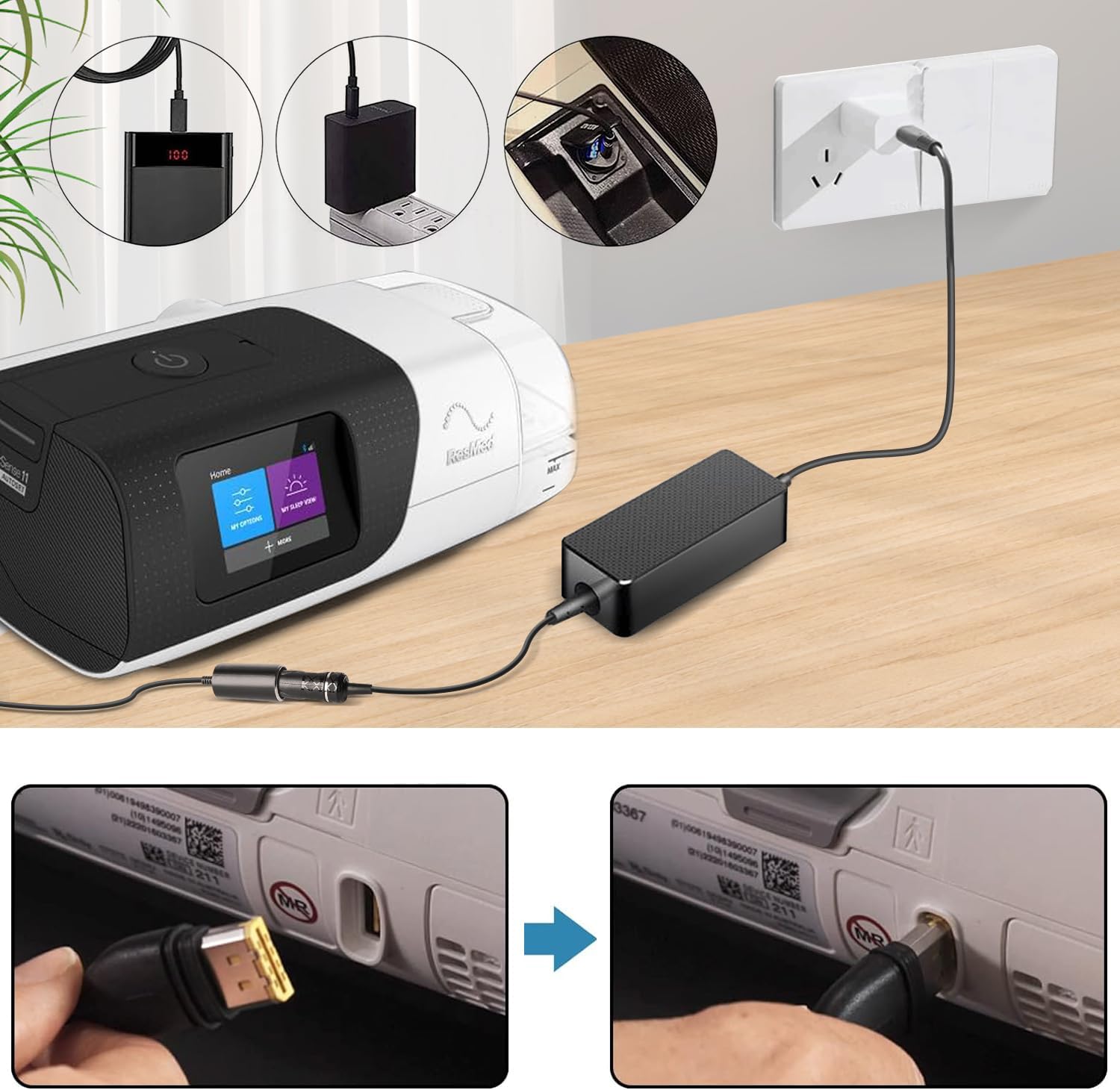 Replacement Resmed AirSense 11 DC Converter, TAIFU 20V PD USB-C DC Adapter for Resmed Airsense 11 Supplies 65W ResMed AirSense 11 AutoSet Elite CPAP Air11 39205 E1399 CPAP Machines Power Supply Cord