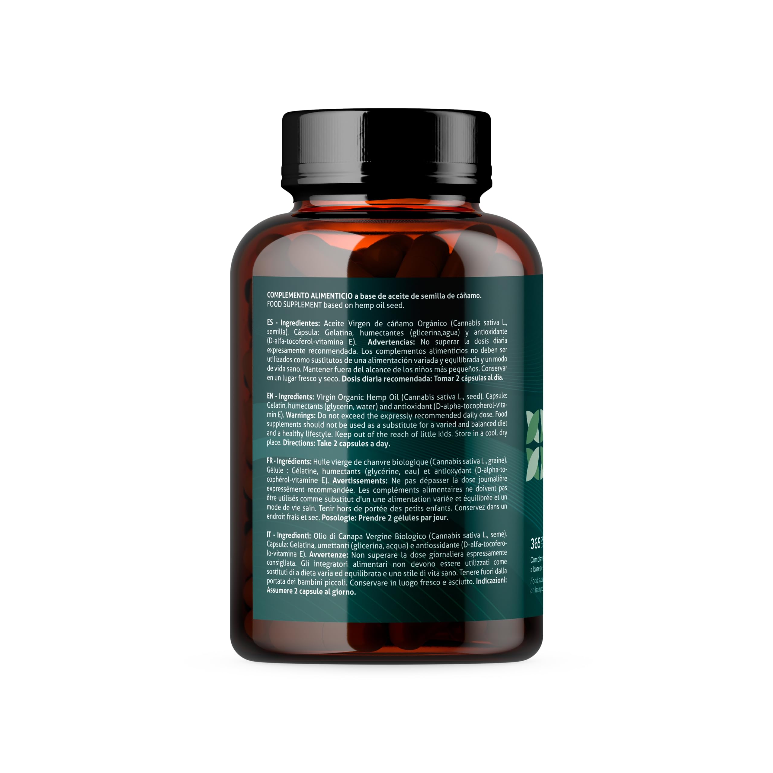 Omega 3, 6, 9 Vegetale - 365 Capsule Di Olio Di Semi Di Canapa Vergine, Spremuto A Freddo, Senza Additivi,