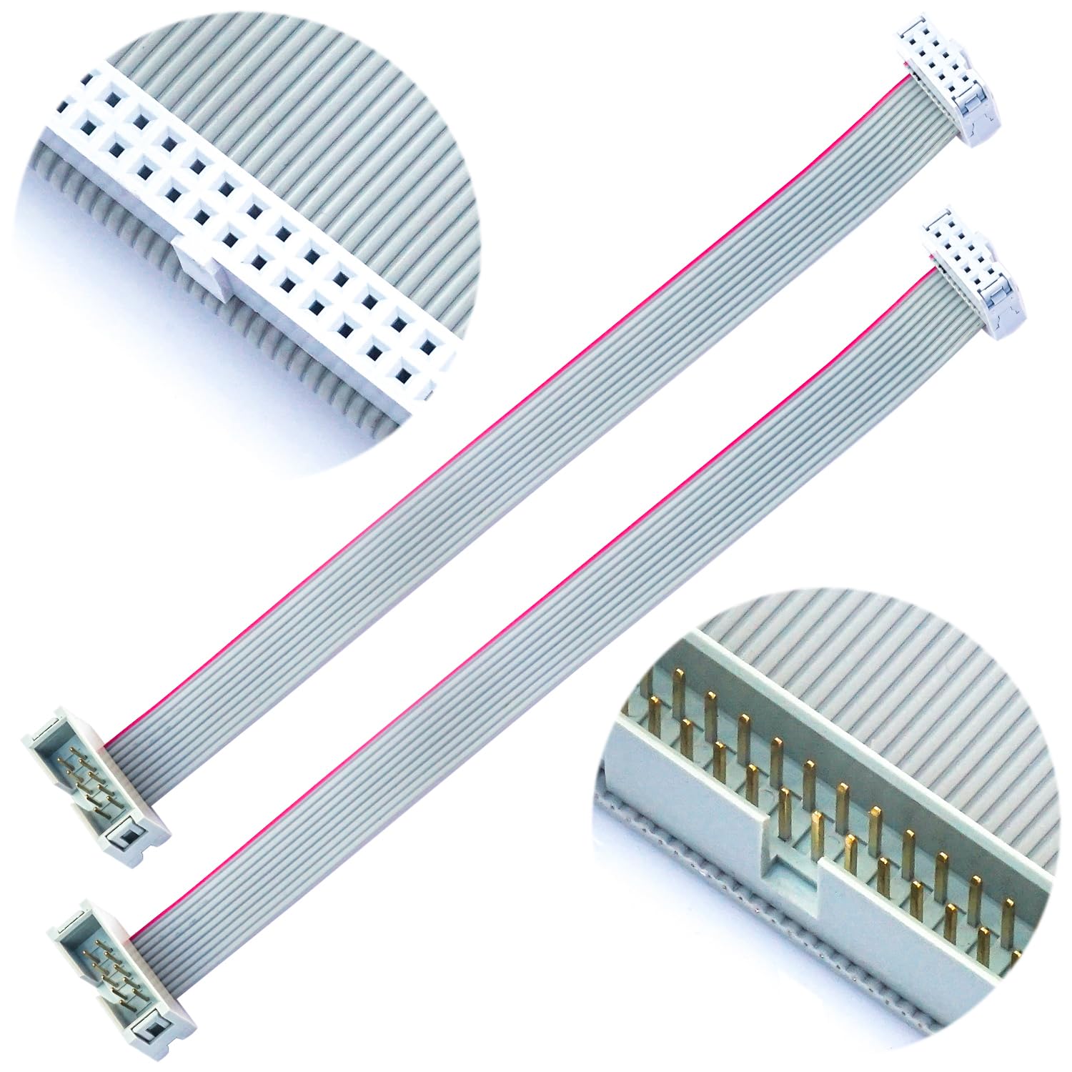 IDC Cable IDE Flat Ribbon Cable Ribbon Cable IDC Cable Connector 10P, Male to Female IDE Extension Cable 30CM Length FC 10-Pin 3Pcs(KS-30-MF10)