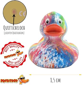 Duckshop I Rainbow Bath Duck I Squeaky Duck I Squeaky Duck - L: 9 cm I Gift Children I Present Collector