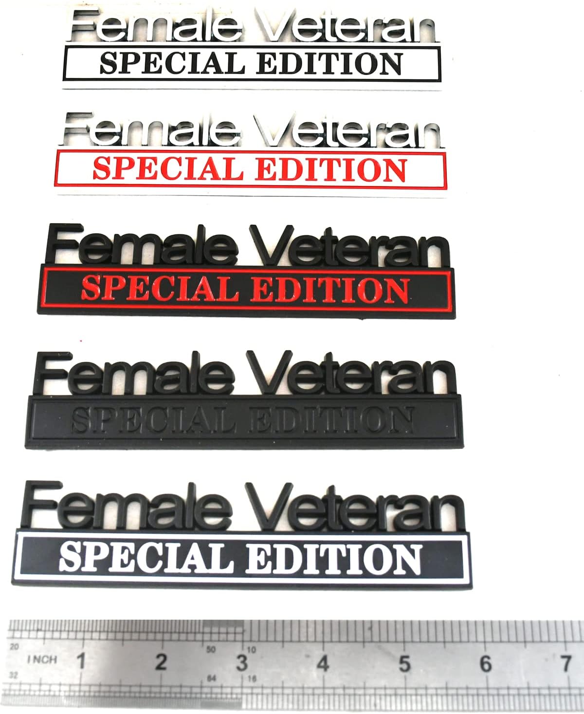 Female Veteran Edition Special Emblem Car Decal, Warrior Soldier 3D Sticker, Female Veteran Special Edition Letters Car Badges, Accessories (Chrome/Black)