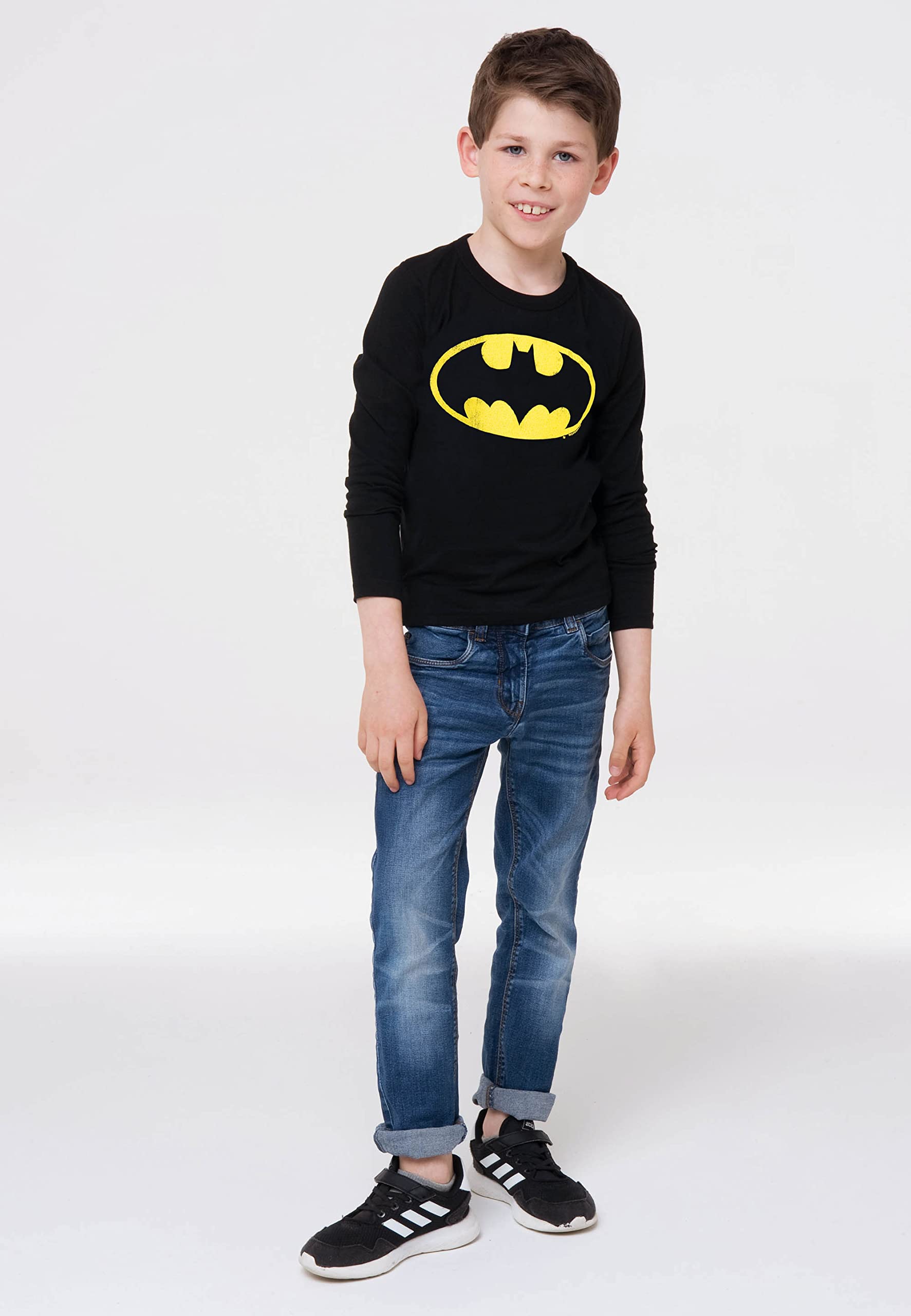 Logoshirt®️ DC Comics I Batman I Logo I Maglietta I T-Shirt Stampate I Cotone I Bambini I Ragazzo I Manica Lunga I Design Originale su Licenza