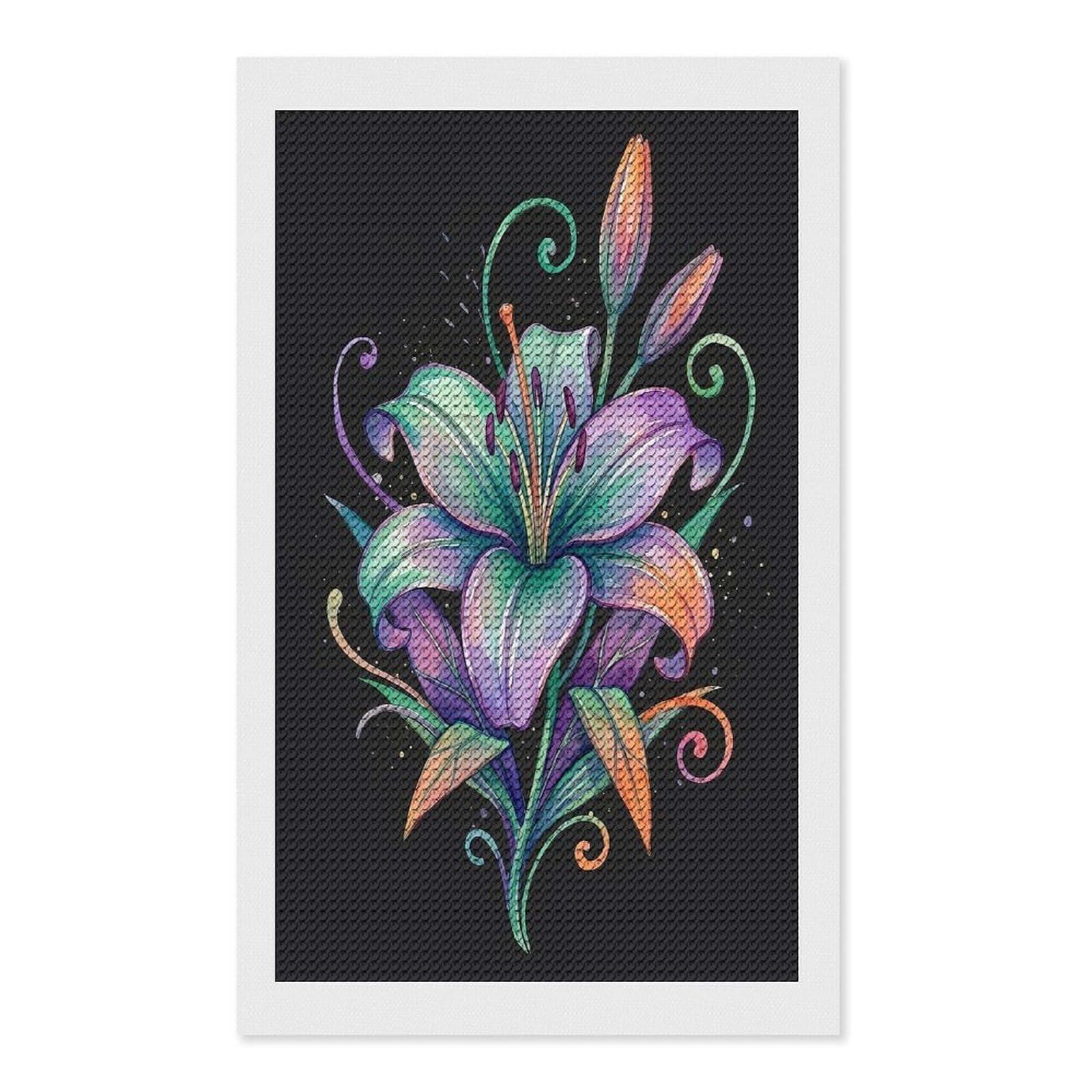 Junmoney Vibrant Watercolor Lily Illustration Diamond Painting Kit 12"x20", for Women, Simple to Start, Bedroom Decor, Christmas Gift, Good for Quiet Evenings