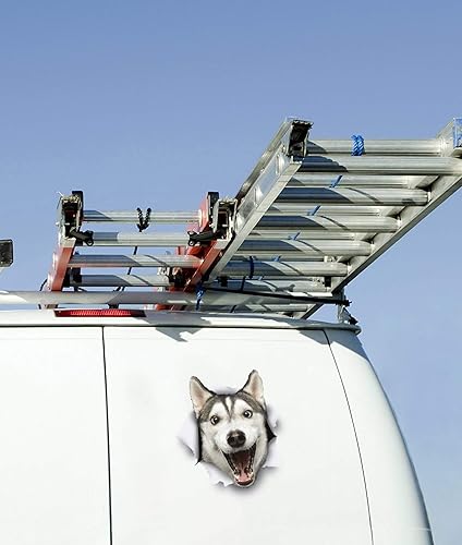 Miniatura 4 de Winston & Bear Calcomanías 3D para perros, paquete de 2 unidades, diseño de Husky feliz para pared, nevera, inodoro y más, calcomanías de pared de