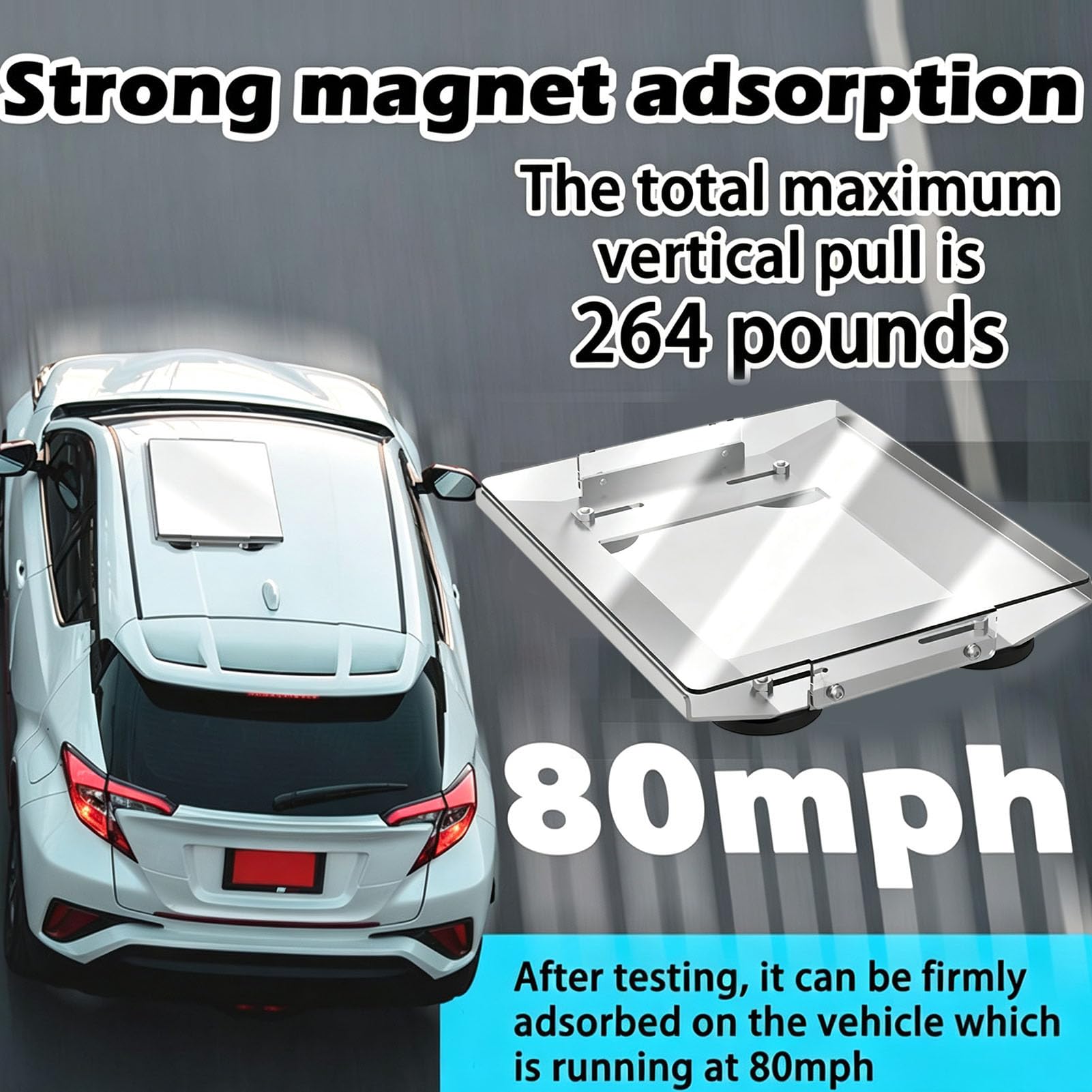 AMONIDA Magnetyczny Uchwyt Samochodowy na Dach, Stop Aluminium, Mini 12