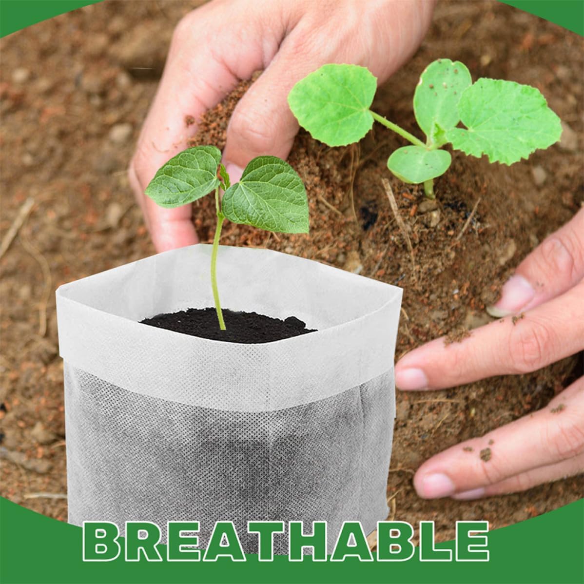 LIFKOME Nursery Grow Bags Prevent Water Loss and Excess Watering Non-Woven Fabric 100pcs Biodegradable for Plants and Carrots for Garden and Fruit Vegetable Planting