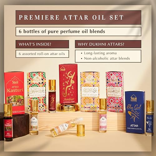 Miniatura 4 de Maamoul Bakhoor caja variada con quemador y juego de aceite Attar Premiere de Dukhni | Incienso árabe y aceites de fragancia | Conjuntos de regalo |