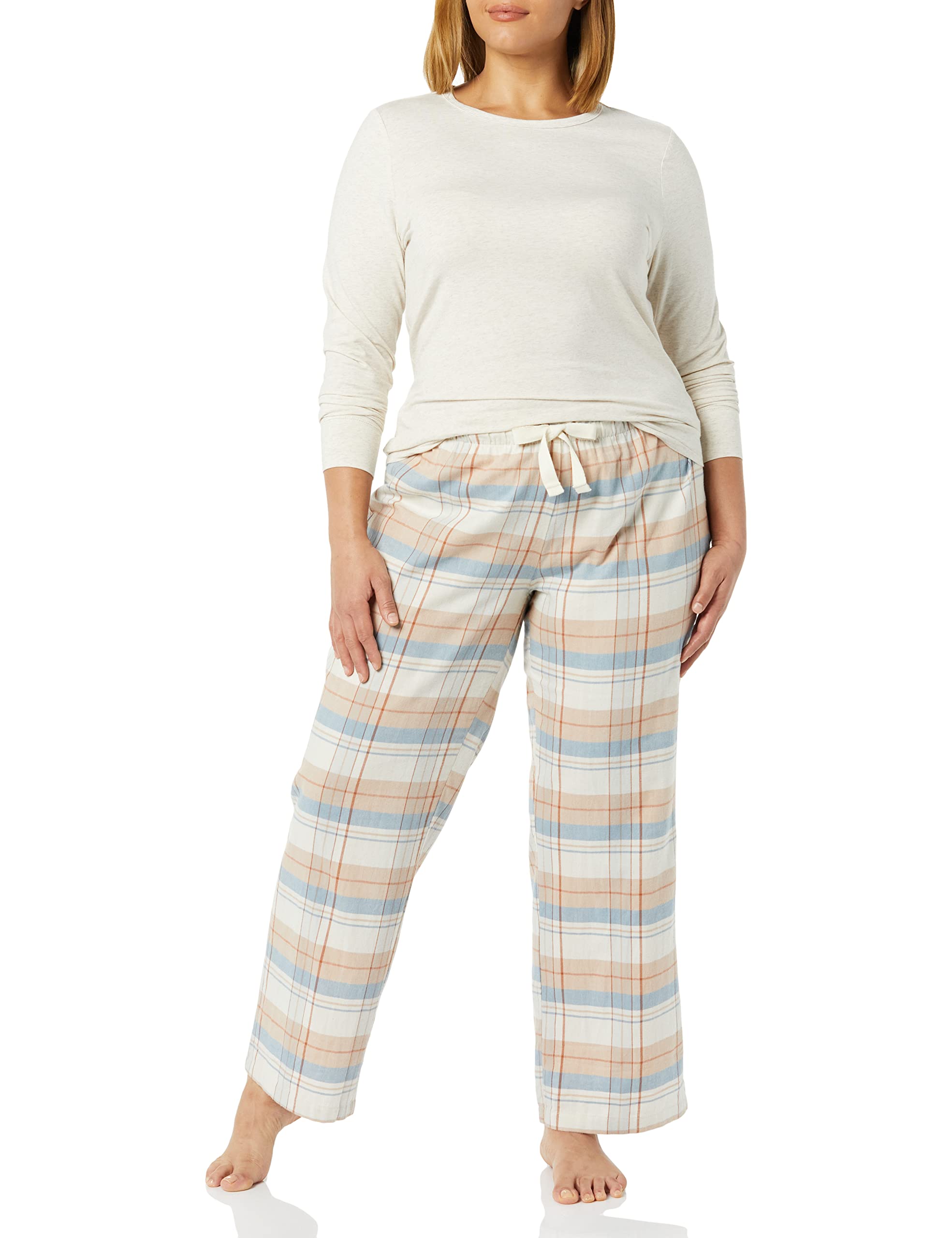 Women's Lightweight Flannel Pant and Long-Sleeve T-Shirt Sleep Set