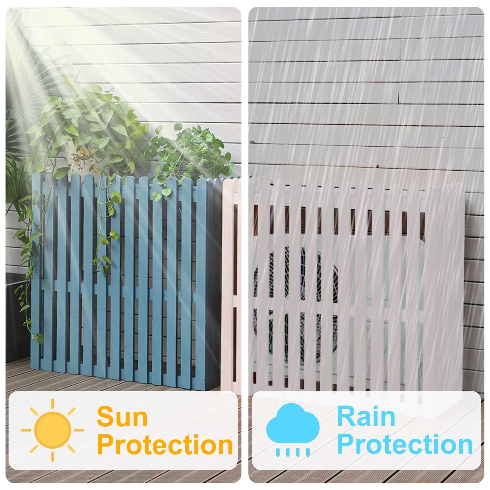 Pokrowiec na klimatyzator zewnętrzny, 4 panele, drewniany panel do patio, wyposażenia basenu, obudowy, ogrodu, tarasu, klimatyzatora, pompa basenowa, niebieska 120 x 60 x 109 cm