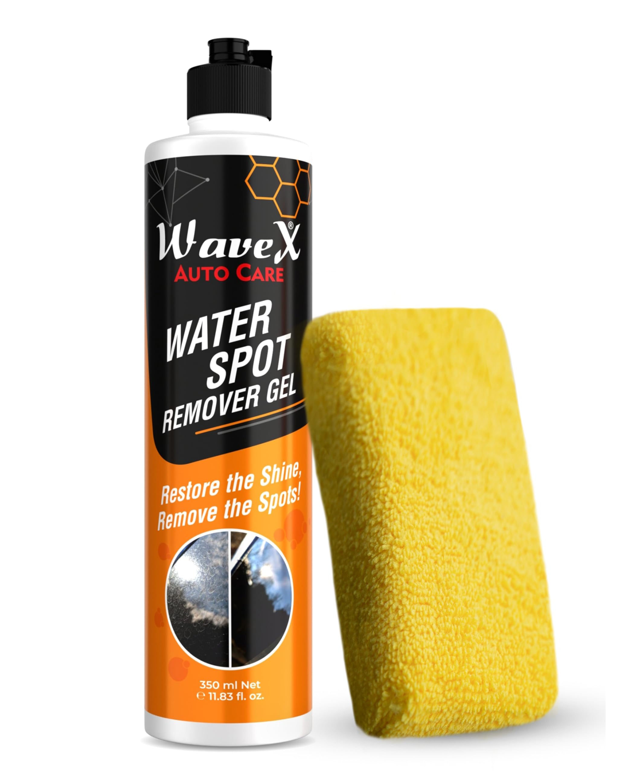 Wavex Water Spot Remover Gel combo with Applicator Pad – Hard Water Stain Remover for Paint and Glass Surfaces, Non-Abrasive Formula, Fast Results