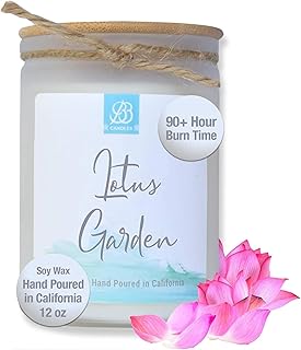 Coastal Essentials Natural Soy Hand Poured Candle, Lotus Garden Scent, 12oz, 90+ Hours Burn Time