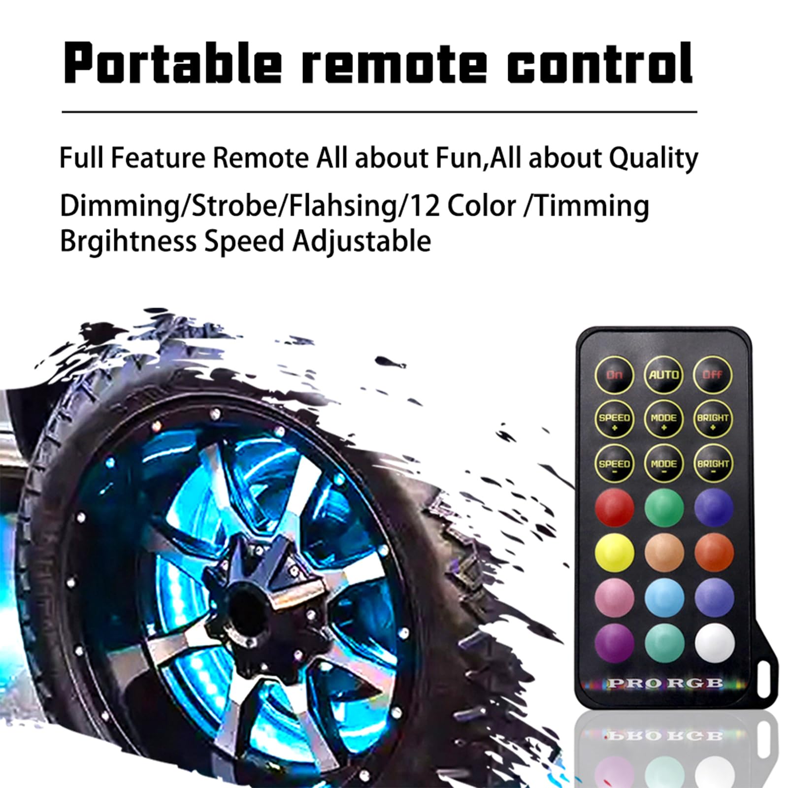 Set 3 LED Bright Car Wheel Ring Light Kit Dream Chasing Color 2-Row LED Rim Lights for Polaris — view 2