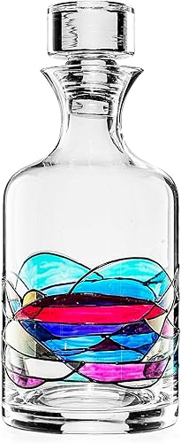 Miniatura 6 de Juego de decantadores artesanales de whisky y vino pintados a mano, diseño de vitrales renacentistas de Barcelona, regalo único para el día de la