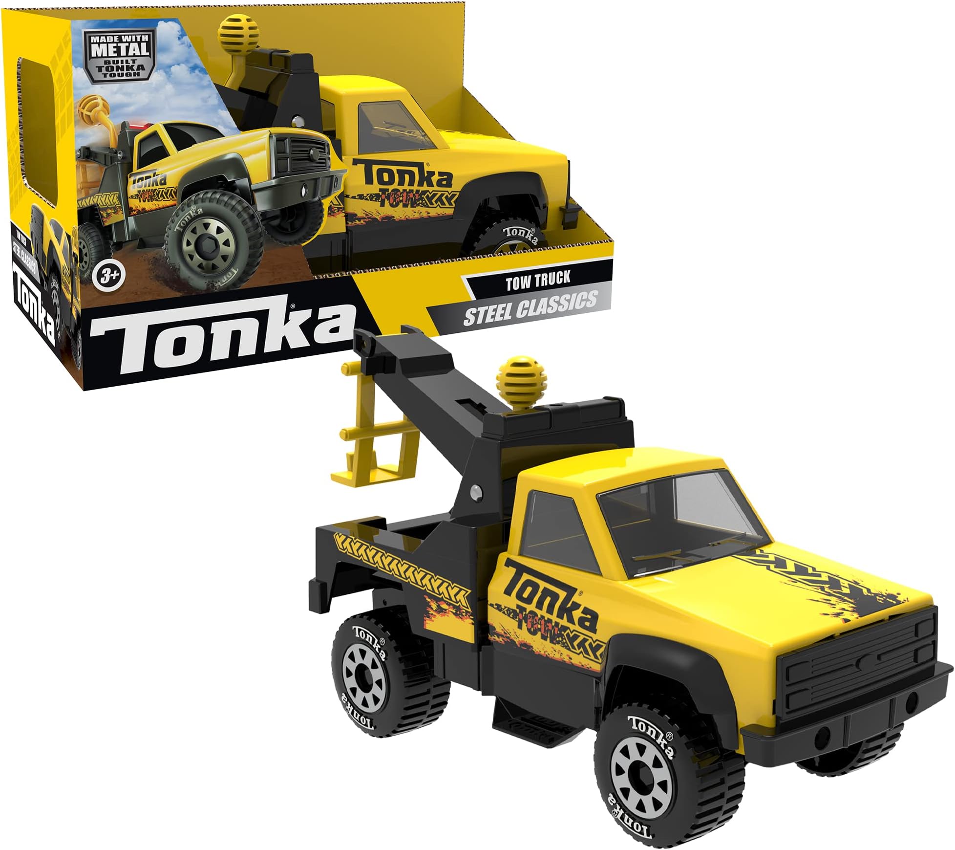 Basic Fun Tonka Steel Classics | Tow Truck | Kids Construction Toys for Boys and Girls, Vehicle Toys for Creative Play, Motor Skill Development for Kids Ages 3 06036