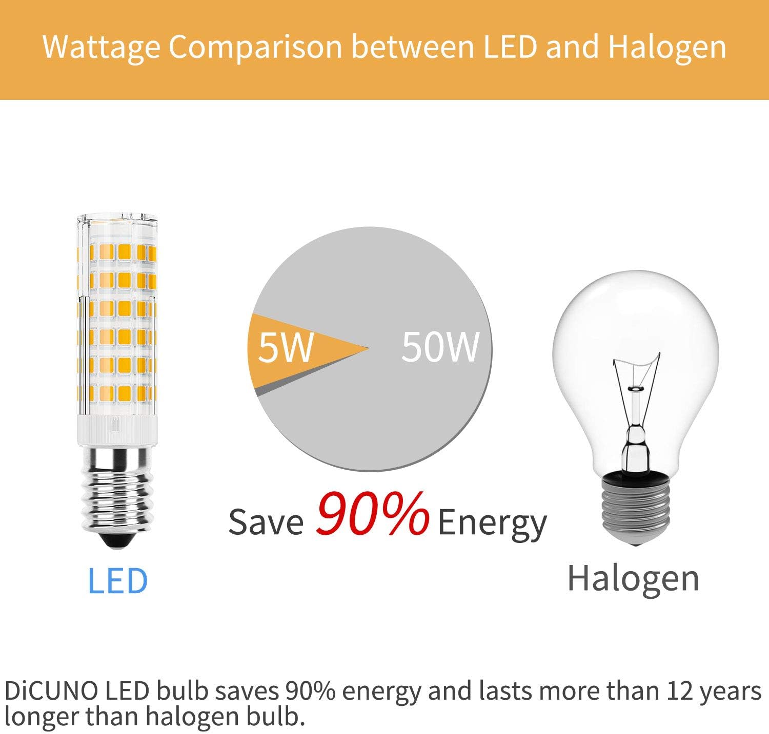DiCUNO E14 LED Bulb Cooker Hood 4W (50W Halogen Equivalent), 550LM, Warm White(3000K), 230V AC, Non Dimmable - Image 4