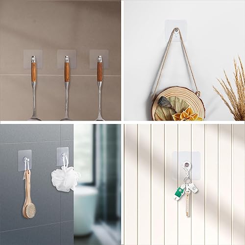 Miniatura 6 de Ganchos adhesivos sin taladros, 24 ganchos de fotos sin clavos, ganchos de pared sin clavos, ganchos de pared adhesivos para colgar para cocina,