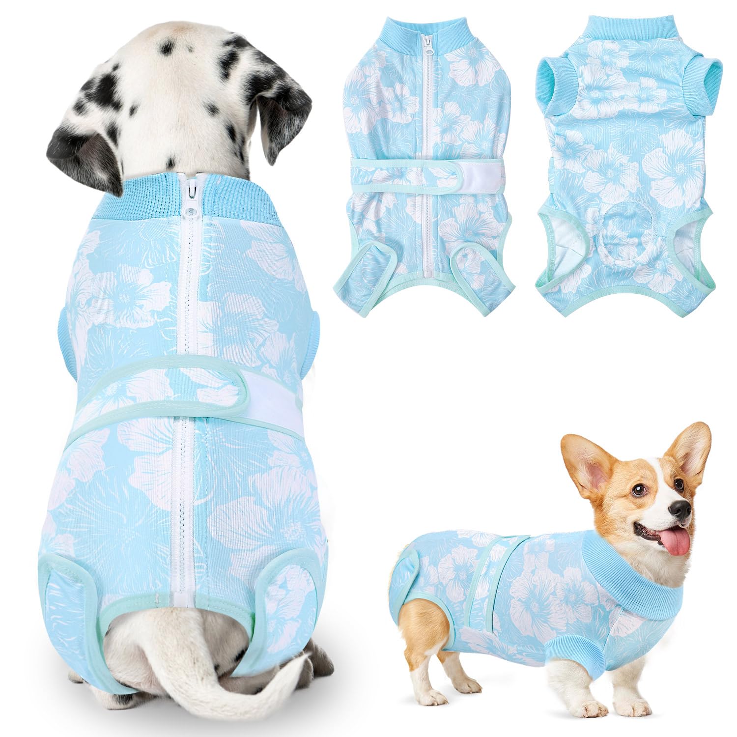 SlowTon Dog Surgery Recovery Suit, Anti-Licking Puppy Medical Onesie with Zipper, Surgical Bodysuit Abdominal Wounds Protector, Professional Cone Collar Alternative for Female and Male Dog
