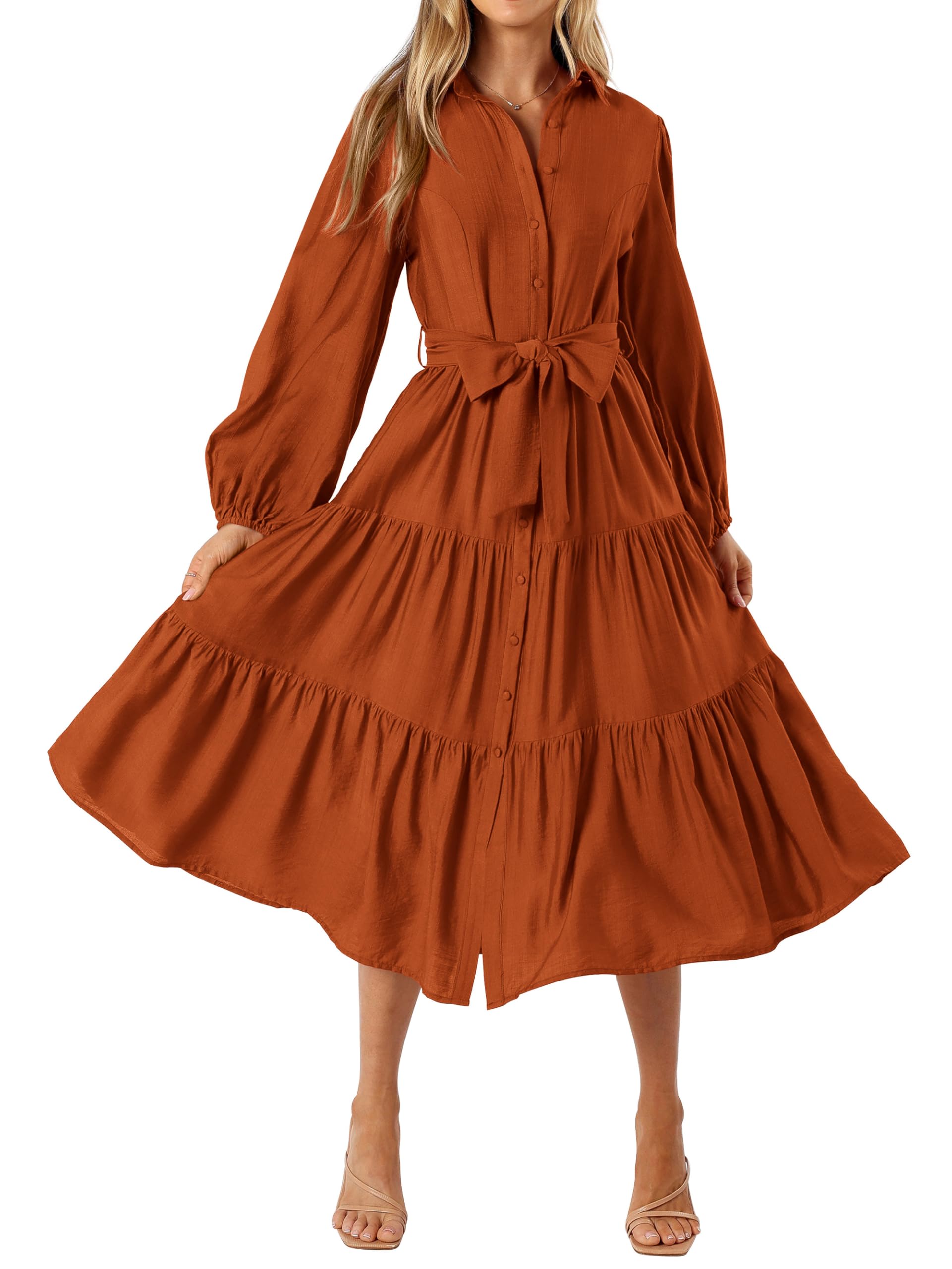MASCOMODA Womens Button Down Shirt Dress