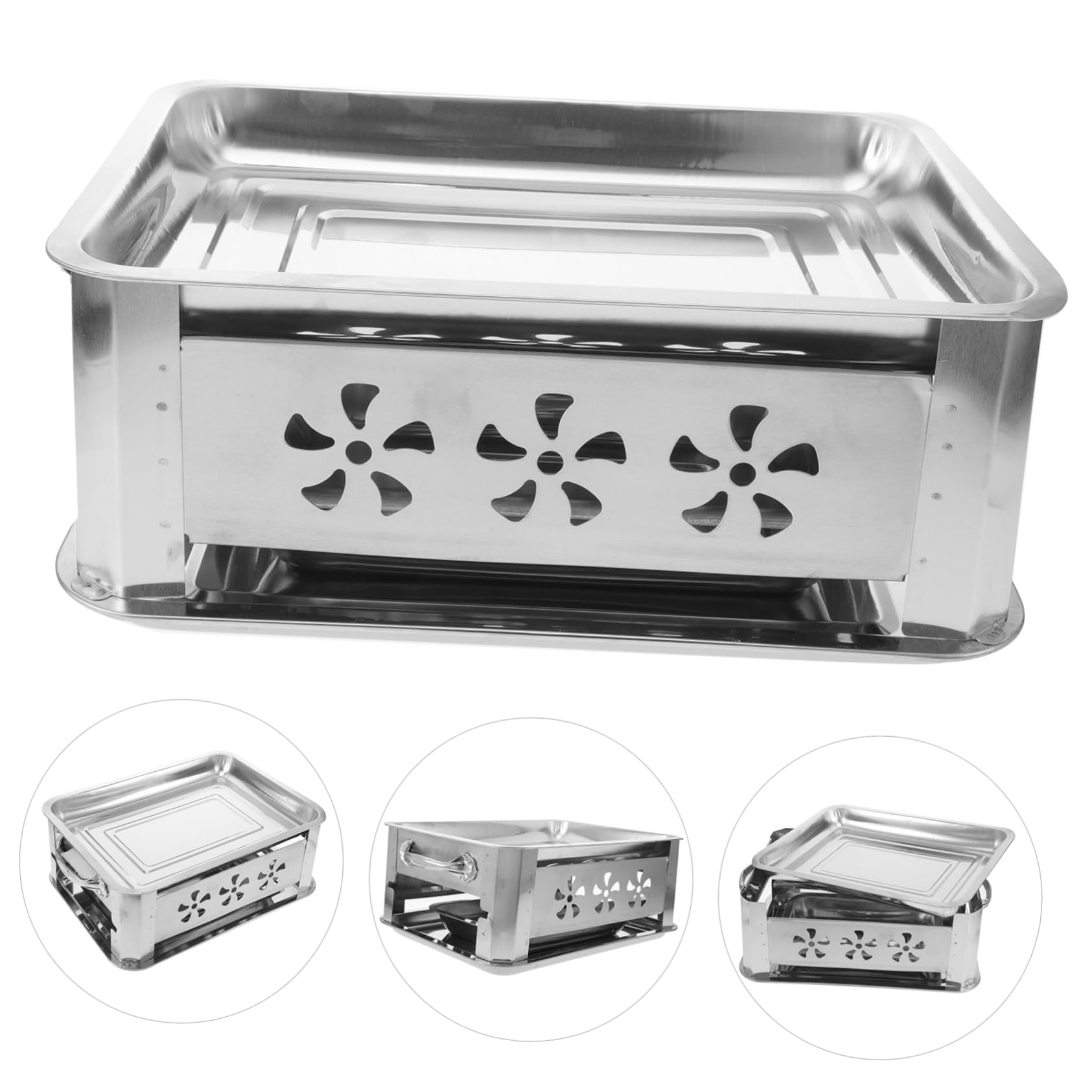 Toyvian Bandeja para Almacenar Pescado Rectangular de Acero Inoxidable | Plata, Bandeja a Juego, para Camping y Cocina, Práctica Fácil Almacenamiento